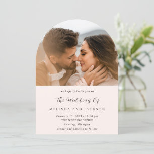Moderne erdige neutrale Foto-Hochzeit Einladung