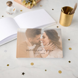 Moderne erdige neutrale Foto-Hochzeit Gästebuch