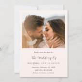 Moderne erdige neutrale Foto-Hochzeit Save The Date (Vorderseite)