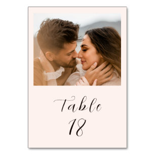 Moderne erdige neutrale Foto-Hochzeit Tischnummer