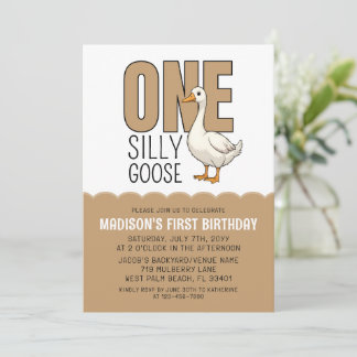 Moderne erdige Taupe-Eins-Dummer-Gans-Geburtstag  Einladung