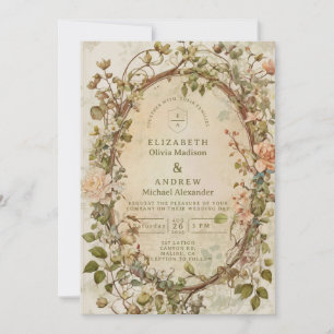 Moderne erdige Töne Boho Blumenhochzeit Einladung