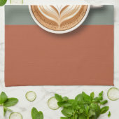 Moderne Erdton-Herz-Latte-Barista Geschirrtuch (Gefaltet)