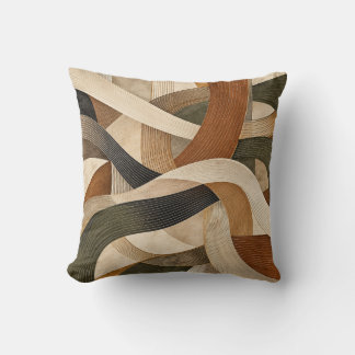Moderne Erdtöne-Gewebe-Linien Abstract-Wurfkissen Kissen