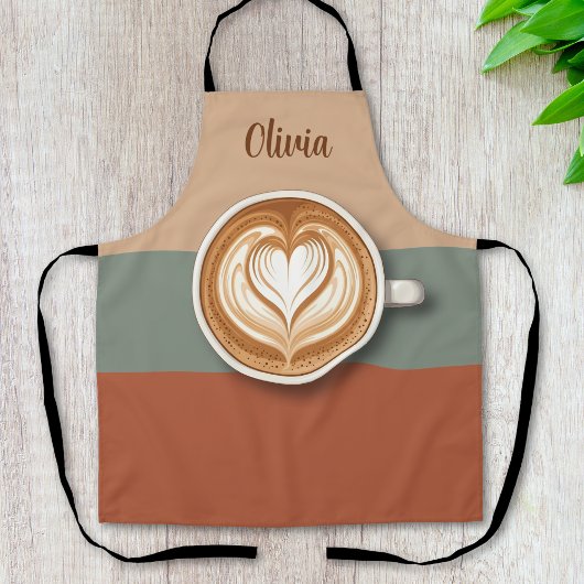Moderne Erdtöne Herz Latte Barista Schürze