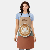 Moderne Erdtöne Herz Latte Barista Schürze (Getragen)