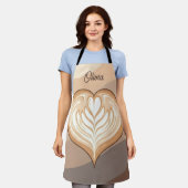 Moderne Erdtöne Latte Herz  Schürze (Getragen)