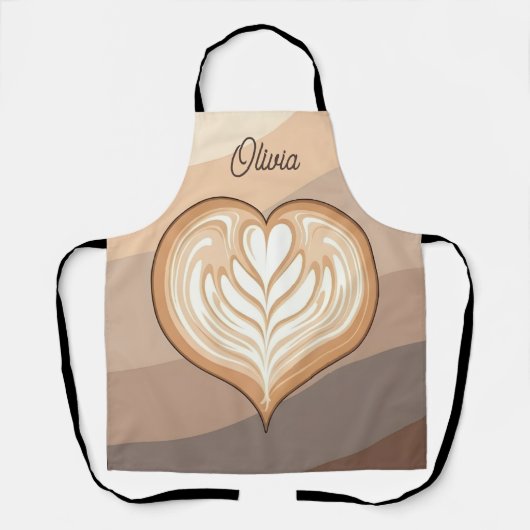 Moderne Erdtöne Latte Herz  Schürze (Vorderseite)