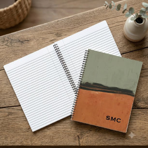 Moderne Erdtöne-monogrammierte Notizbuch