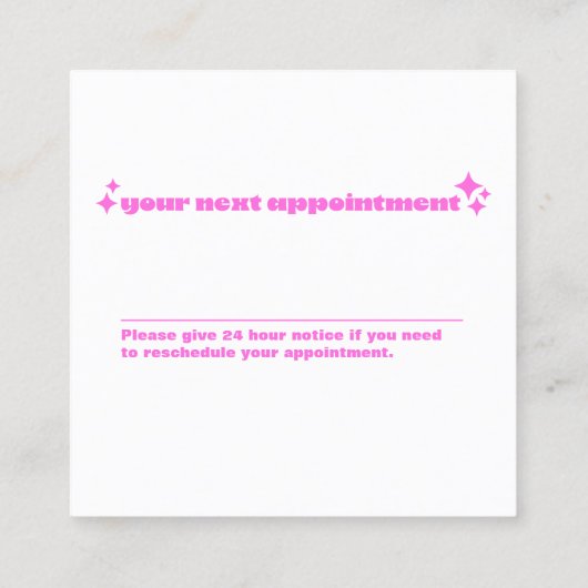 Moderne Erinnerung, rosa Sterne Terminkarte (Rückseite)