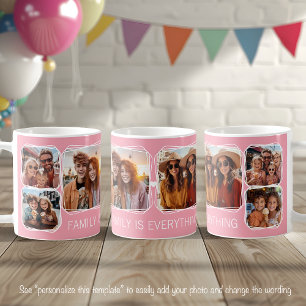 Moderne Erinnerungen 6 Foto-Collage Schablone Pink Kaffeetasse