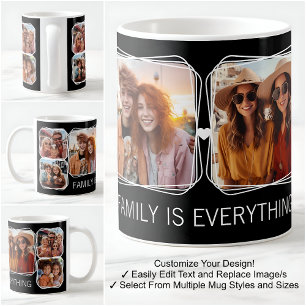 Moderne Erinnerungen 6 Foto-Collage Vorlage Schwar Kaffeetasse