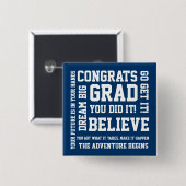 Moderne ermutigende Glückwünsche Grad Blue Button (Vorne & Hinten)