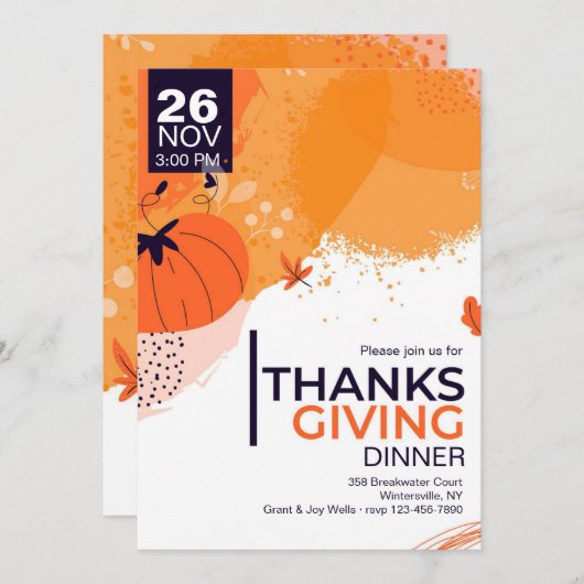 Moderne Erntedank-Abendessen Einladung (Vorne/Hinten)