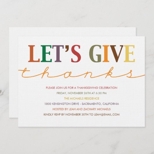 Moderne Erntedank-Dinner Einladung (Vorne/Hinten)