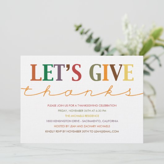 Moderne Erntedank-Dinner Einladung (Stehend Vorderseite)