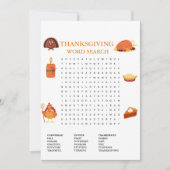 Moderne Erntedank Word Search Game Card Ankündigung (Vorderseite)