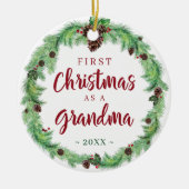 Moderne ERSTE CHRISTMAS ALS GRANDMA-Foto Keramik Ornament (Vorne)