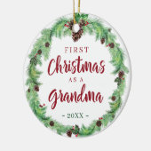 Moderne ERSTE CHRISTMAS ALS GRANDMA-Foto Keramik Ornament (Links)