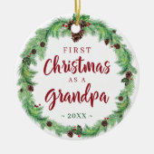 Moderne ERSTE CHRISTMAS ALS GRANDPA-Foto Keramik Ornament (Vorne)