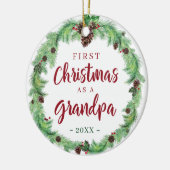 Moderne ERSTE CHRISTMAS ALS GRANDPA-Foto Keramik Ornament (Links)