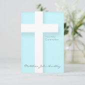 Moderne Erste Heilige Kommune in Blau Einladung (Stehend Vorderseite)