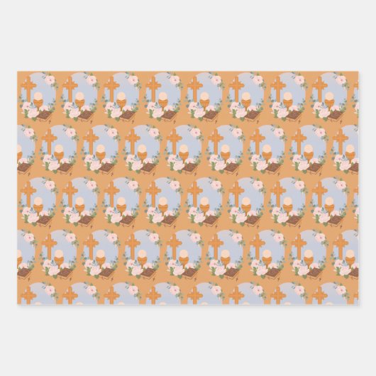 Moderne Erste Kommune Geschenkpapier Set (Vorderseite 3)