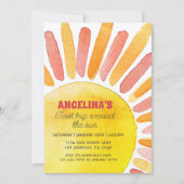 Moderne erste Reise rund um die Sonne 1. Geburtsta Einladung (Vorderseite)