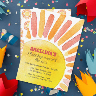 Moderne erste Reise rund um die Sonne 1. Geburtsta Einladung