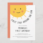 Moderne erste Reise rund um die Sonne 1. Geburtsta Einladung (Vorne/Hinten)