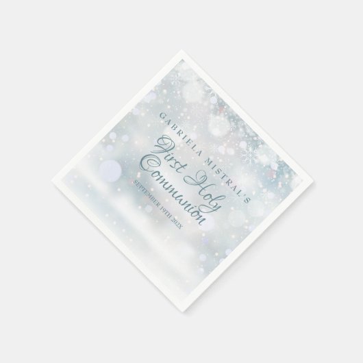 Moderne erste Schneeflocken Erste Heilige Kommune Serviette (Ecke)