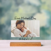 Moderne Erstes Muttertags-Foto-Acrylgabe Acrylschild (Neutral)