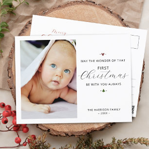 Moderne Erstes Weihnachtsfoto des Babys Feiertagspostkarte