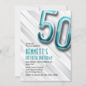 Moderne Erwachsene Aquamarin 50. Geburtstagsfeier Einladung (Vorderseite)