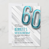 Moderne Erwachsene Aquamarin 60. Geburtstagsfeier Einladung (Vorderseite)