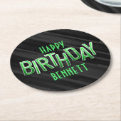 Moderne Erwachsene Grüne Geburt Runder Pappuntersetzer (Angewinkelt)