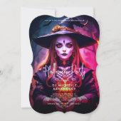 Moderne Erwachsene Halloween-Party Gothic Hexe Einladung (Vorderseite)