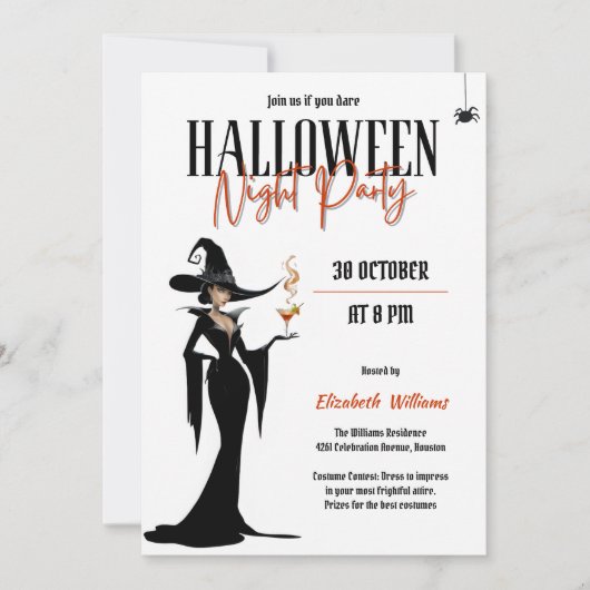 Moderne Erwachsene Hexenmädchen Nachtschwärmer Par Einladung (Vorderseite)