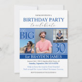 Moderne Erwachsene Kinder blau jeden Alters Geburt Einladung (Vorderseite)