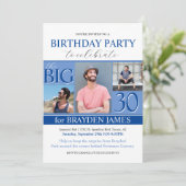 Moderne Erwachsene Kinder blau jeden Alters Geburt Einladung (Stehend Vorderseite)