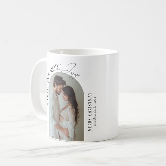 Moderne Erwartungen mehr Freude Foto Weihnachten Kaffeetasse (Vorderseite Links)