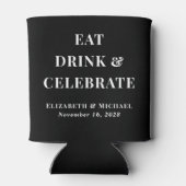 Moderne Essensgetränke feiern Schwarze Hochzeit Dosenkühler (Rückseite)