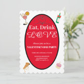 Moderne Essgelegenheit Drink Liebe Valentinstag He Einladung (Stehend Vorderseite)