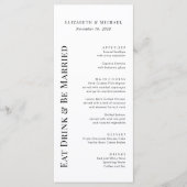 Moderne Essgetränke Verheiratet Hochzeit. Menükarte (Vorderseite)