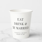 Moderne Essgetränke Verheiratet Hochzeit. Pappbecher (Vorderseite)