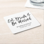 Moderne Essgetränke Verheiratet Hochzeit. Rechteckiger Pappuntersetzer (angewinkelt)