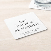 Moderne Essgetränke Verheiratet Hochzeit. Rechteckiger Pappuntersetzer (angewinkelt)