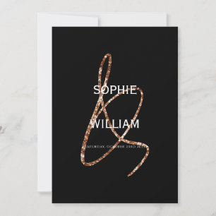 Moderne Et-Zeichen-Minimalist-Hochzeit in Schwarz Einladung