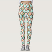 Moderne ethnische Kilim Mosaik Muster Wasserfarbe Leggings (Vorderseite)