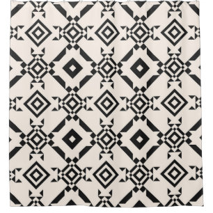 Moderne ethnische Ornamente. Vintages Schwarz-Weiß Duschvorhang
